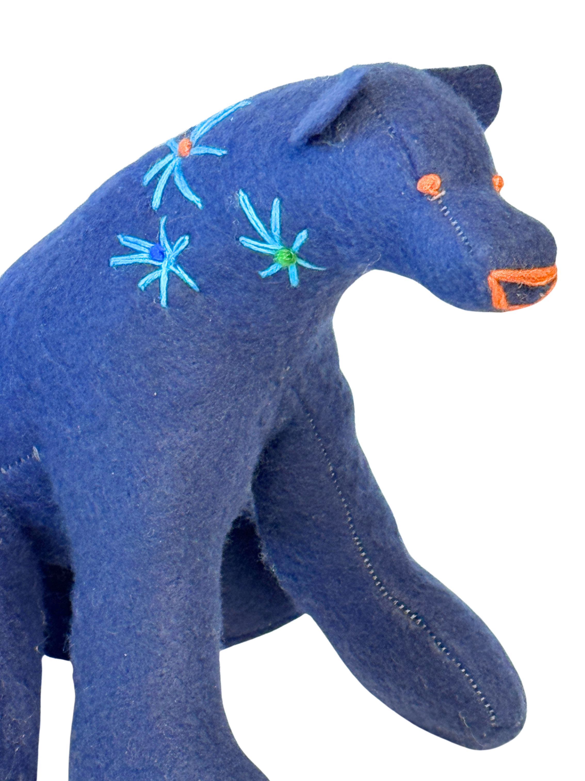One of Kind Soft Art Blue Bear - Spring Flowers  - Woodland Collection