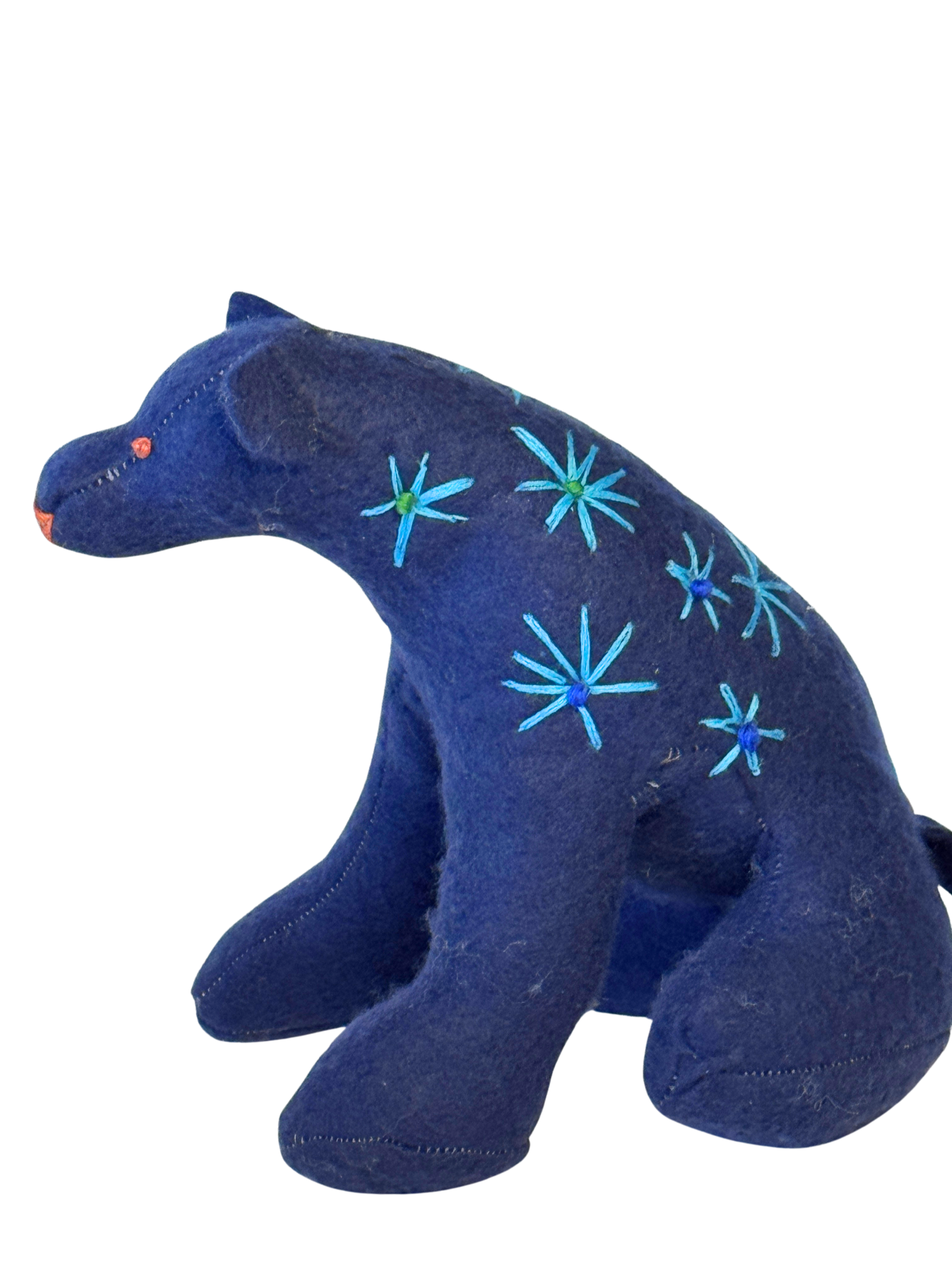 One of Kind Soft Art Blue Bear - Spring Flowers  - Woodland Collection
