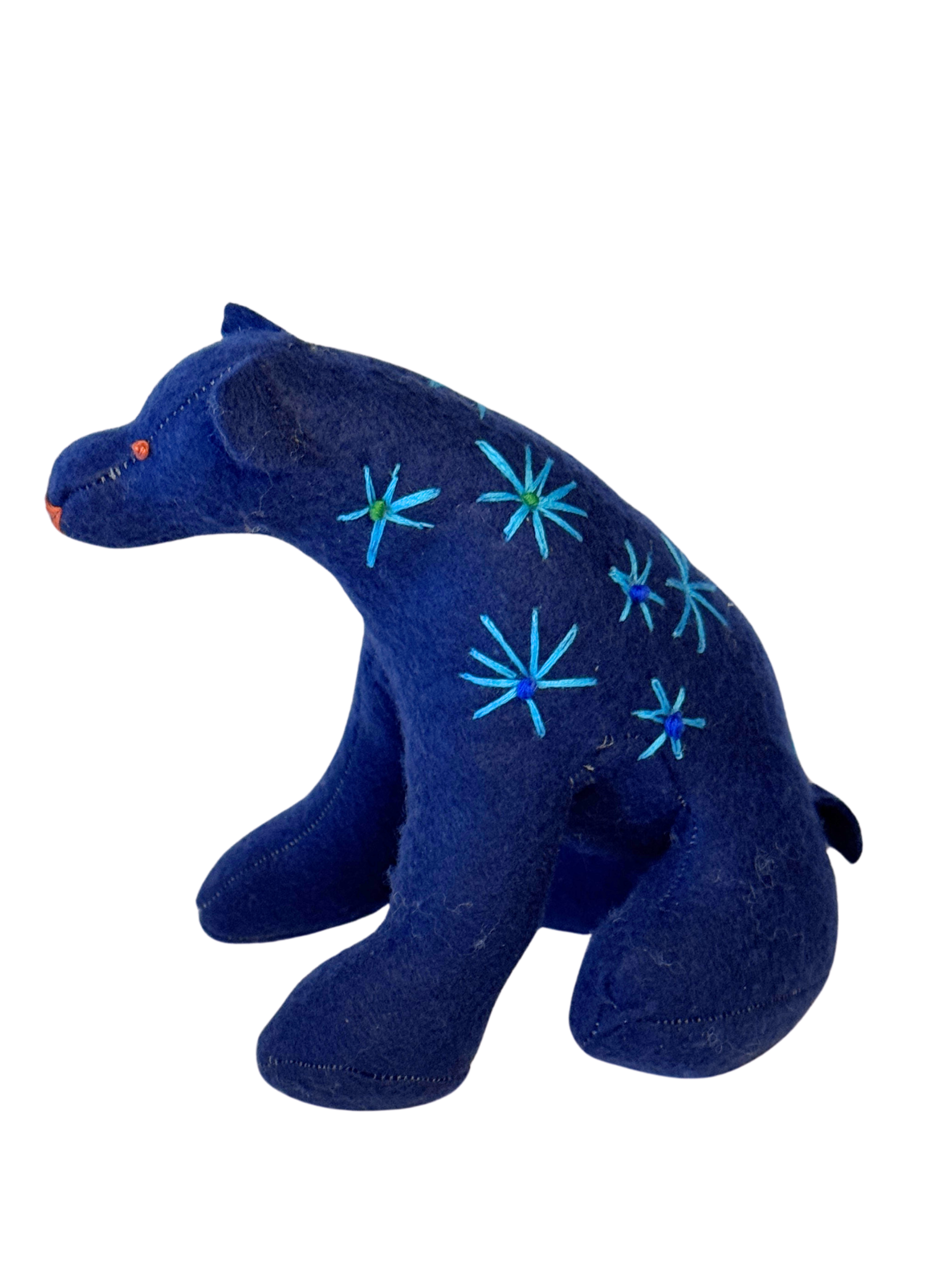One of Kind Soft Art Blue Bear - Spring Flowers  - Woodland Collection