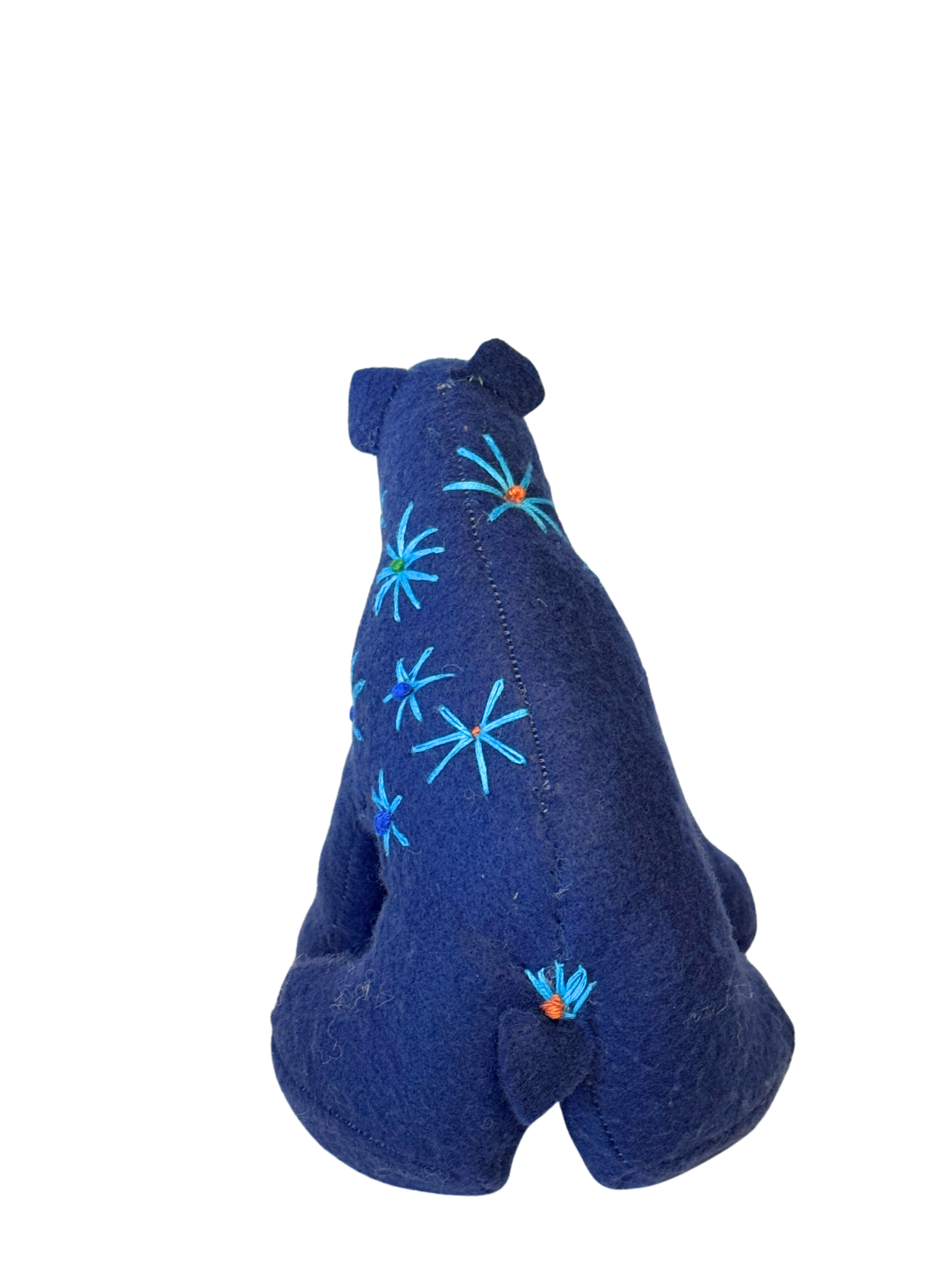 One of Kind Soft Art Blue Bear - Spring Flowers  - Woodland Collection