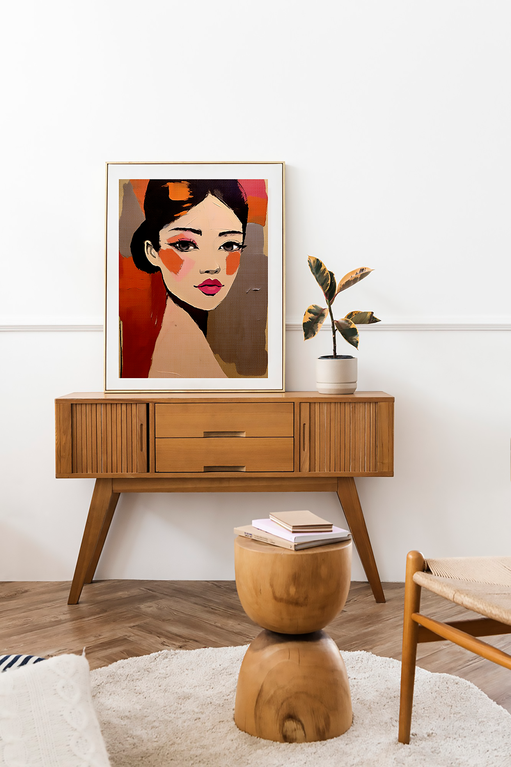 Abstract Woman Girl Portrait Innocent Blush Print - Matte Canvas, Stretched, 1.25"