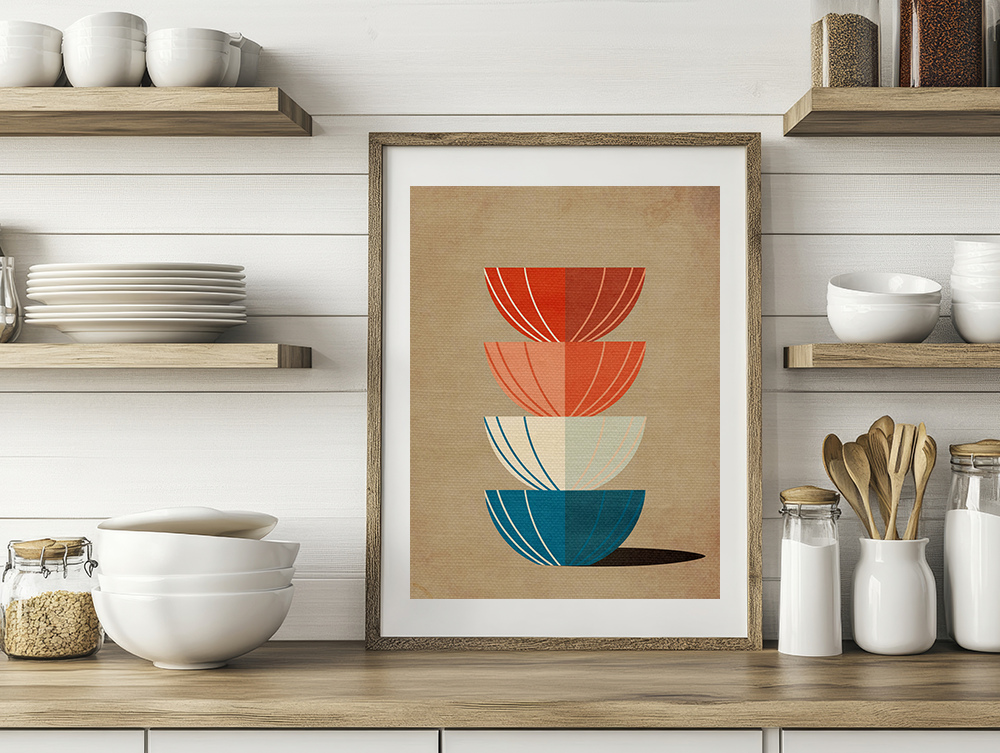 Midwest Modern Striped Stack of Bowls - Matte Canvas, Stretched, 1.25" -  home decor, wall art, bowls, kitchen, dining