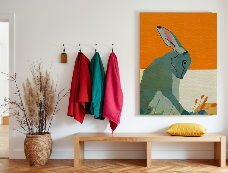 Modern Abstract South Dakota Restful Rabbit  - Matte Canvas, Stretched, 1.25"