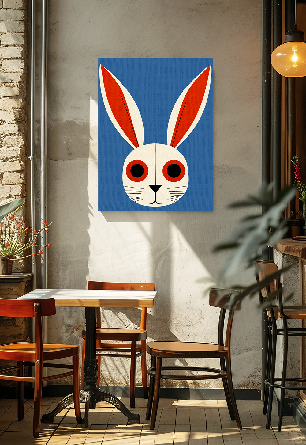 Pop Art Style Bunny Face Portrait - Matte Canvas, Stretched, 1.25"