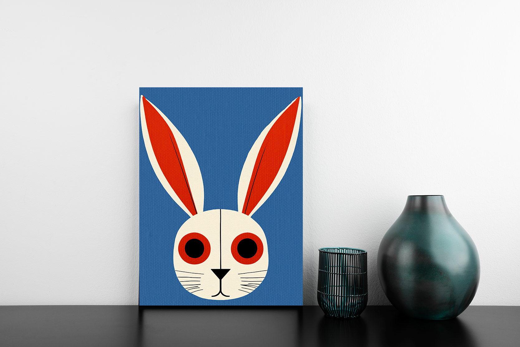 Pop Art Style Bunny Face Portrait - Matte Canvas, Stretched, 1.25"