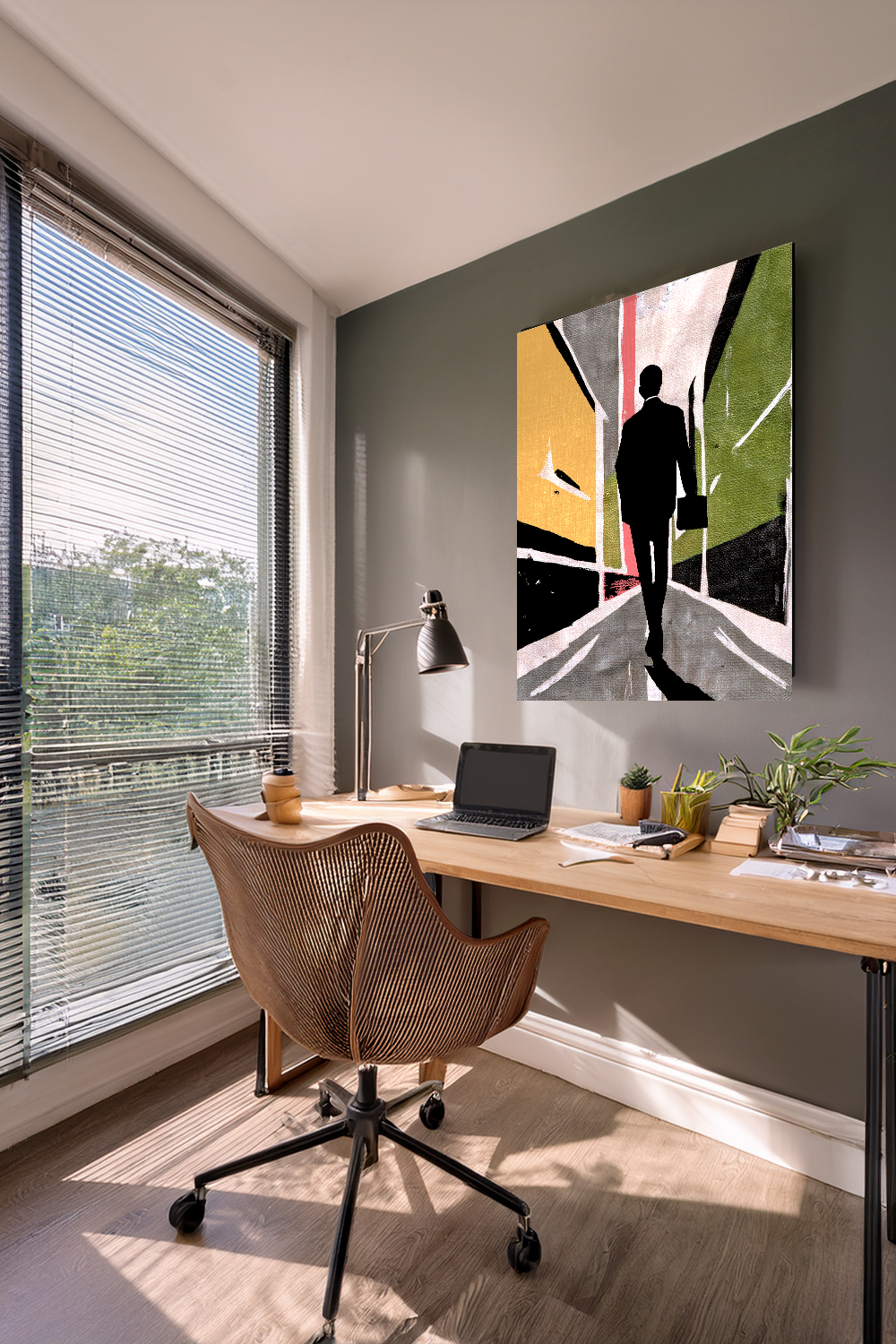 Midwest Modern Working Man Print - Matte Canvas, Stretched, 1.25" -  home decor, wall art, business, working, career, men