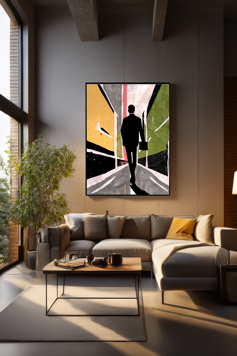 Midwest Modern Working Man Print - Matte Canvas, Stretched, 1.25" -  home decor, wall art, business, working, career, men