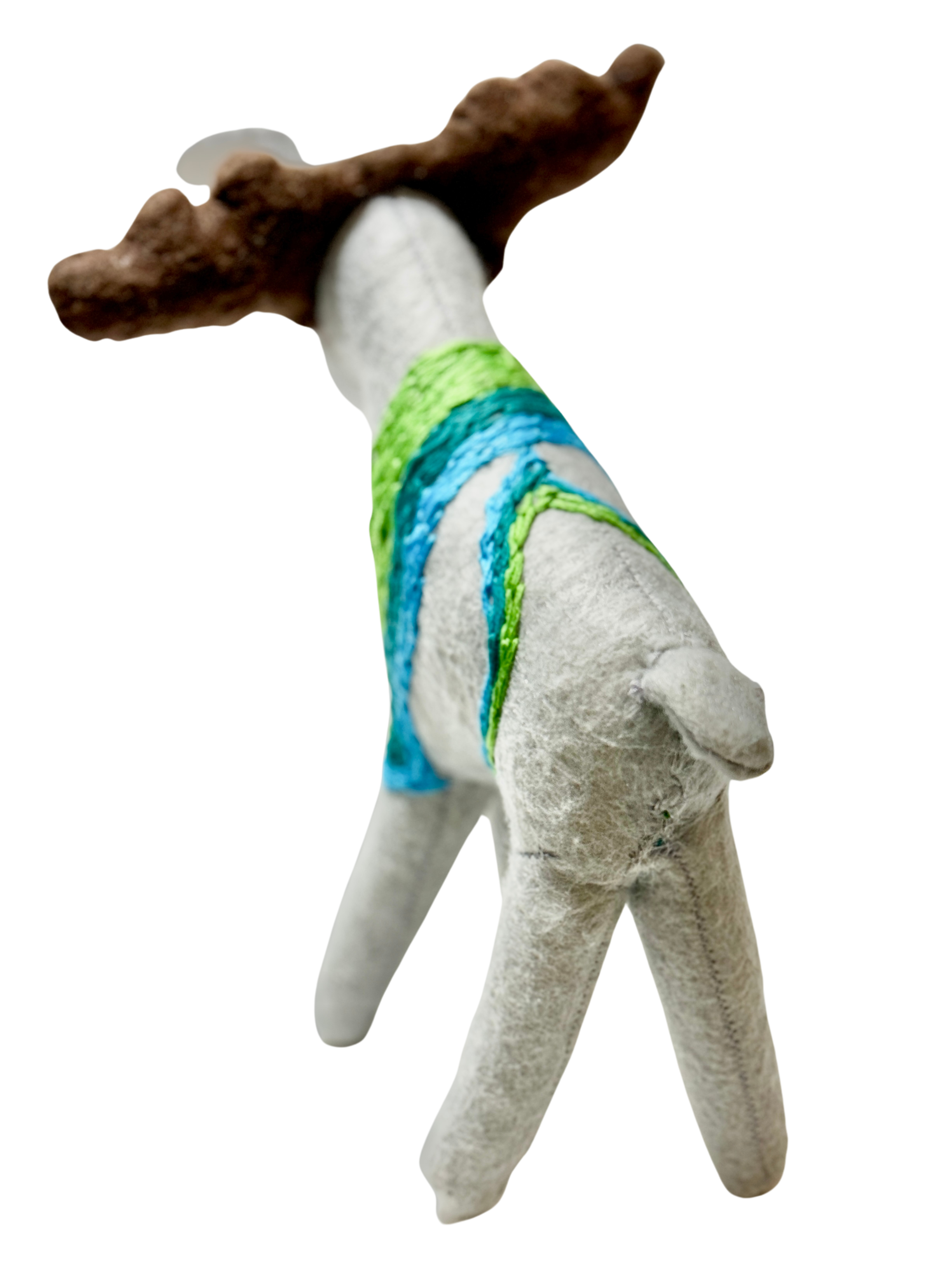 One of a Kind Embroidered Moose Soft Art Textile Plush Decor