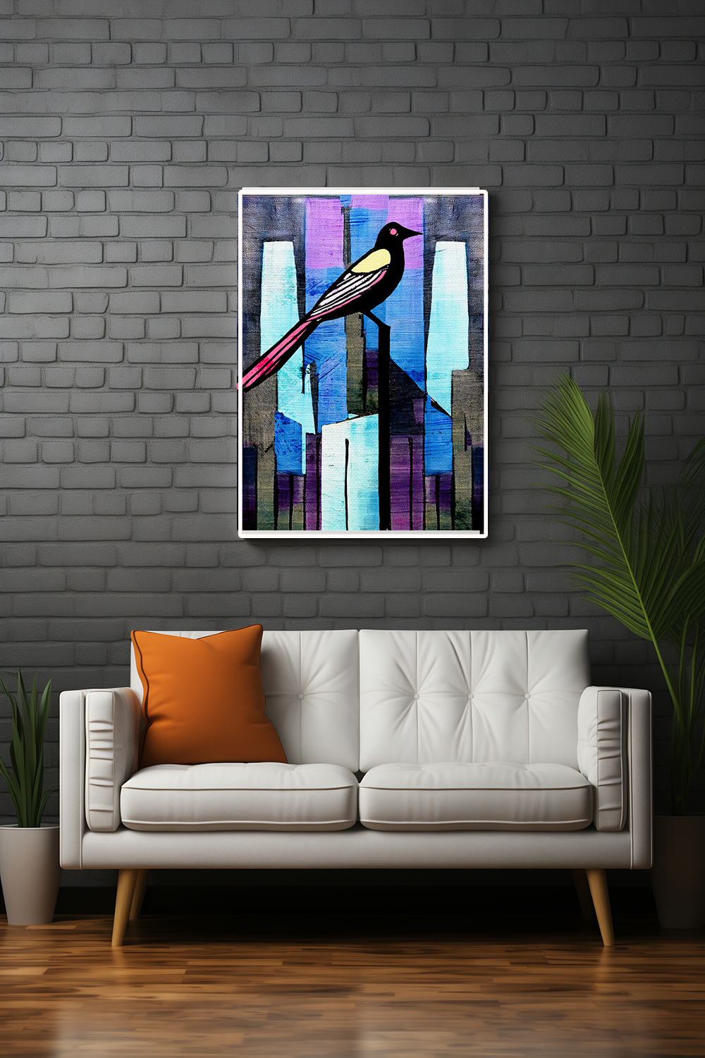 Midwest Mod City Bird Art Print  - Matte Canvas, Stretched, 1.25"