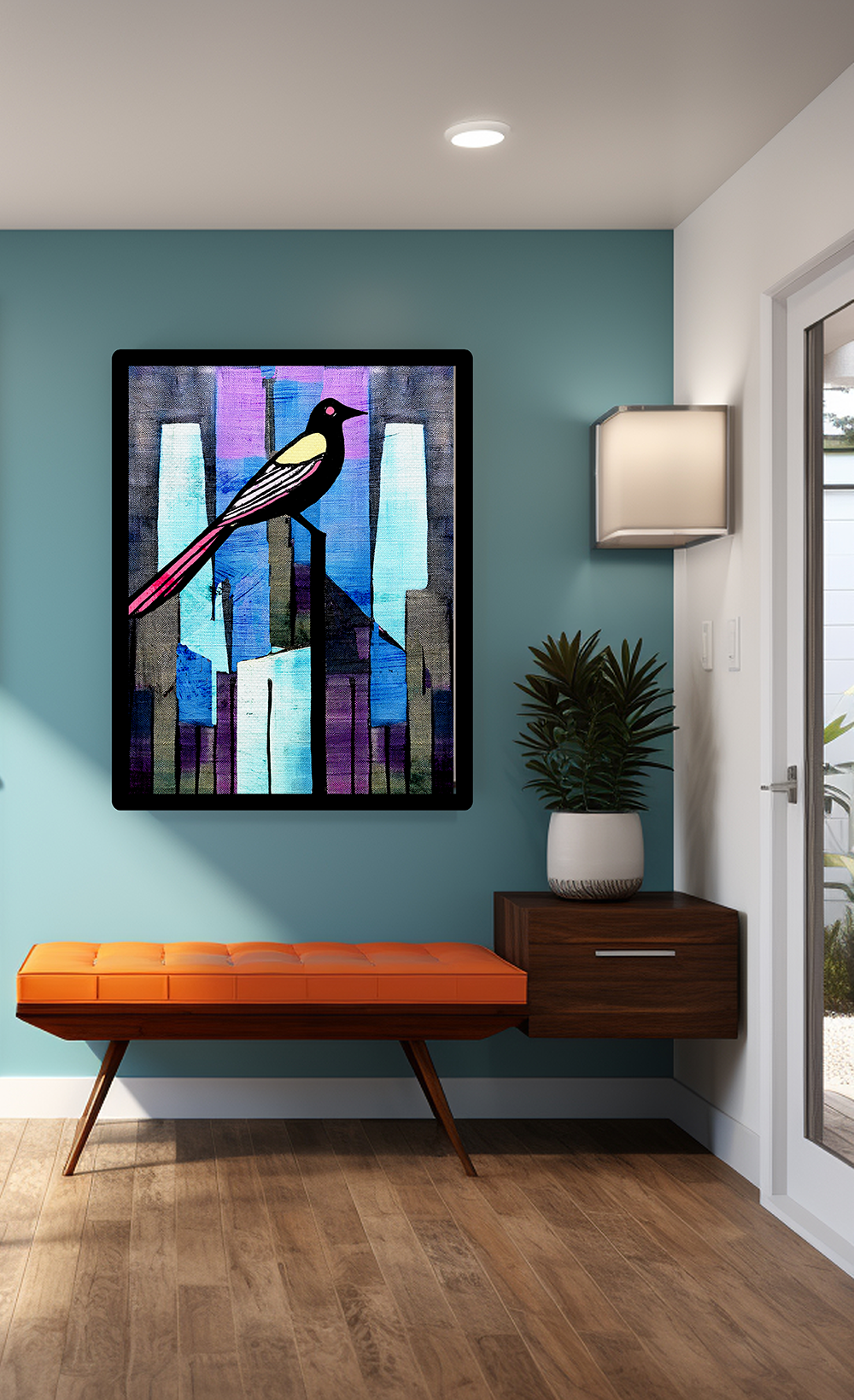 Midwest Mod City Bird Art Print  - Matte Canvas, Stretched, 1.25"