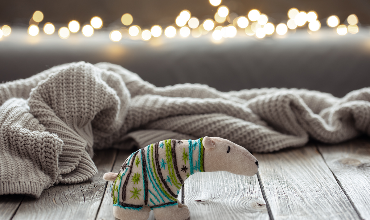 JIMMY - Winter Sweater Polar Bear - Seasonal Sidekick — One-of-a-Kind Soft Art Sculpture