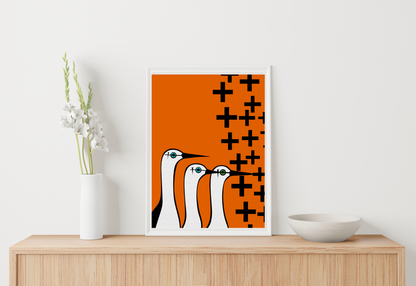 Midwest Modern Abstract Cranes Art Print  - Matte Canvas, Stretched, 1.25"