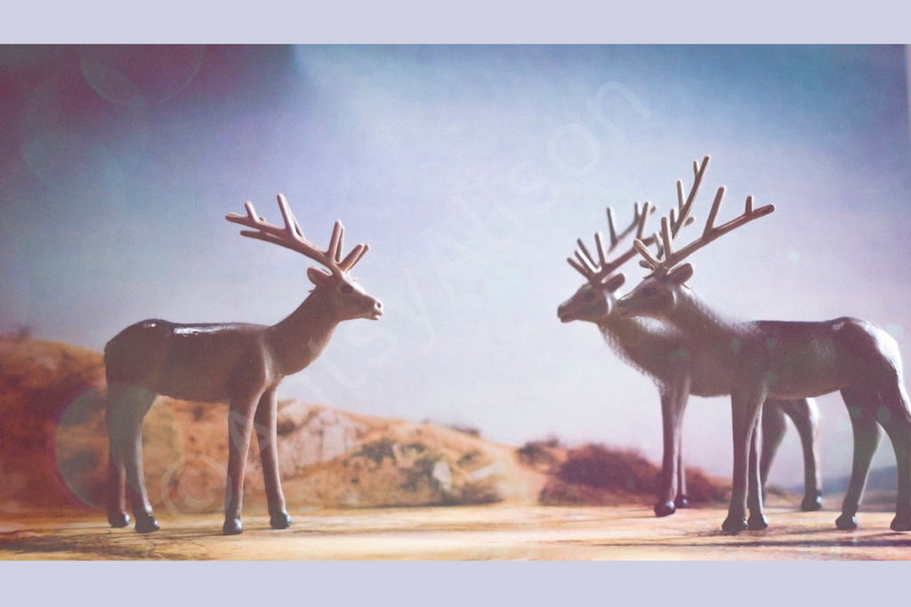 Miniature Trio of Deer Digital Download Art Print