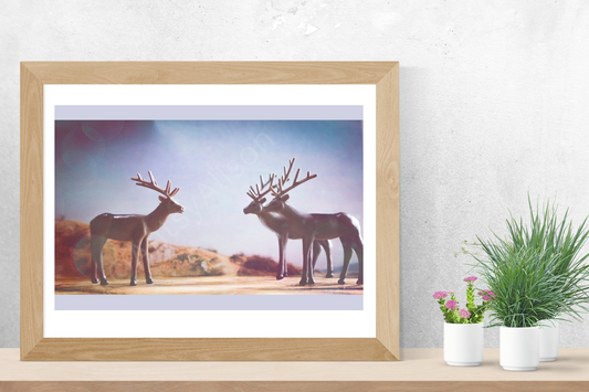 Miniature Trio of Deer Digital Download Art Print