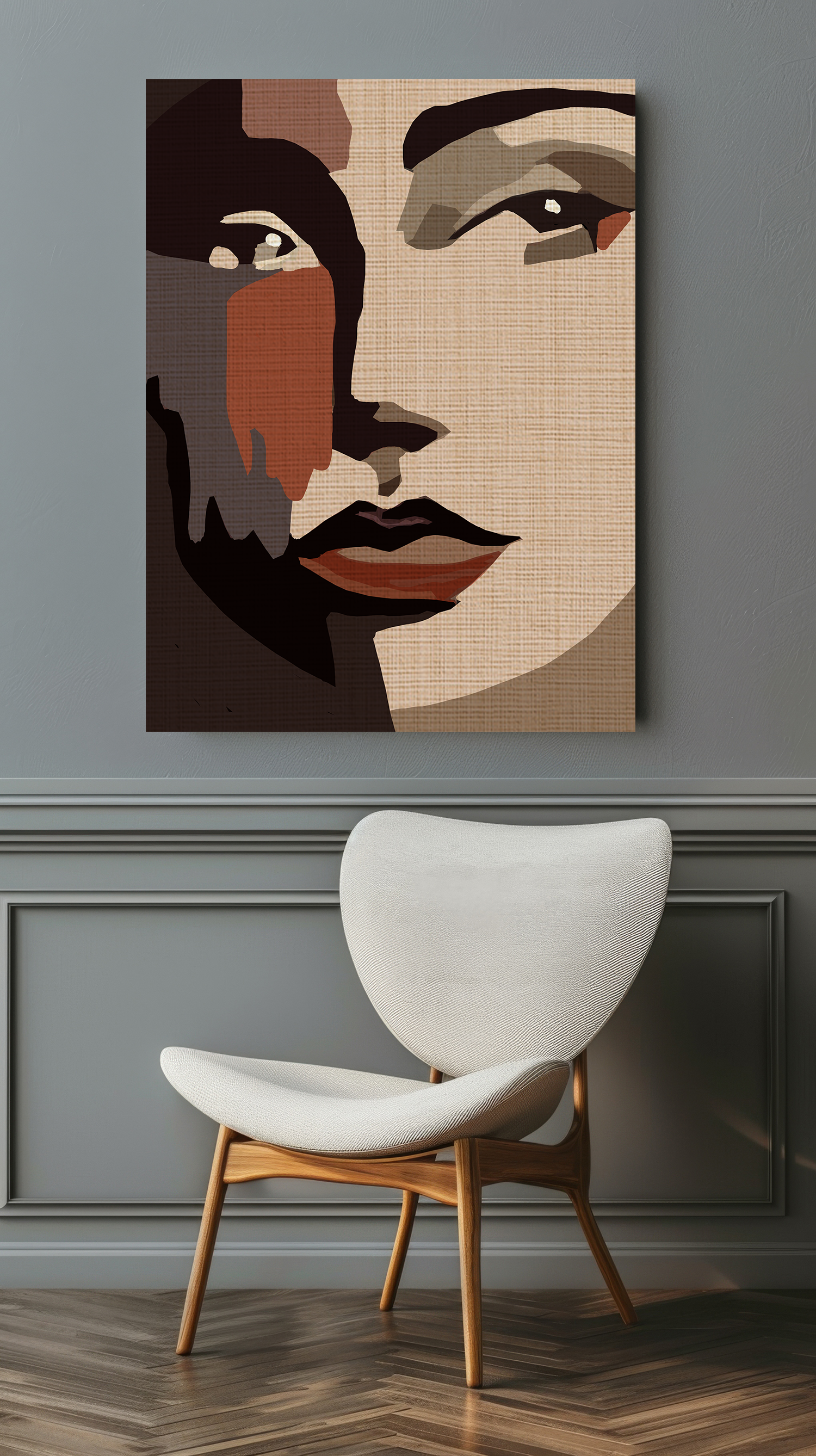 Abstract Woman Portrait 1970s Disco Inspired Art Print - Matte Canvas, Stretched, 1.25"