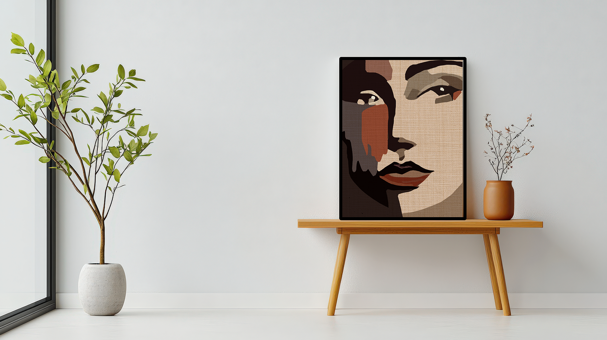 Abstract Woman Portrait 1970s Disco Inspired Art Print - Matte Canvas, Stretched, 1.25"