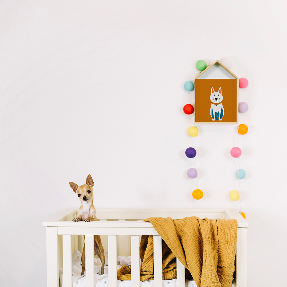 Midwest Modern Retro Sitting Dog Pup Print  - Matte Canvas, Stretched, 1.25"