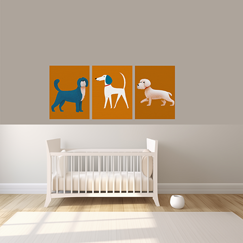 Midwest Modern Retro Sitting Dog Pup Print  - Matte Canvas, Stretched, 1.25"