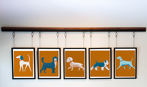 Midwest Modern Retro Sitting Dog Pup Print  - Matte Canvas, Stretched, 1.25"