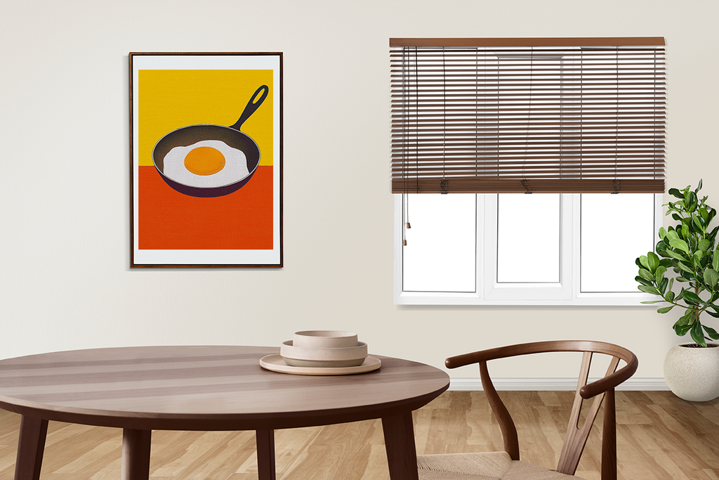 Midwest Modern Icon Pop Breakfast Time Fried Egg Print - Matte Canvas, Stretched, 1.25"