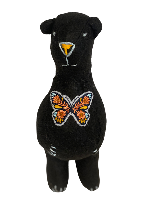 OOAK Black Bear with Butterfly Soft Art Plush