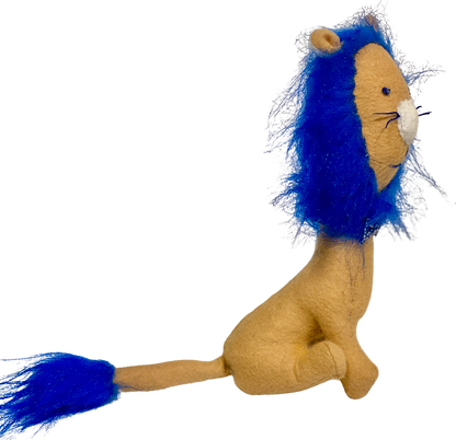OOAK Bright Blue Lion Soft Art Plush