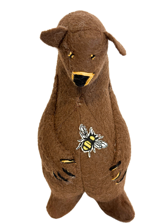 OOAK Standing Brown Bear with Bee Soft Art Collectible Sculpture