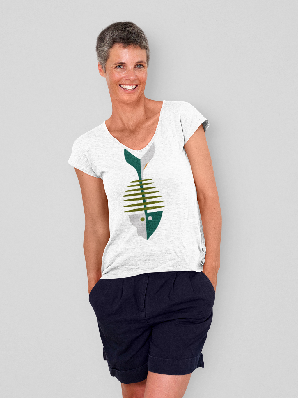 Mod Fishbone - Unisex Jersey Short Sleeve V-Neck Tee