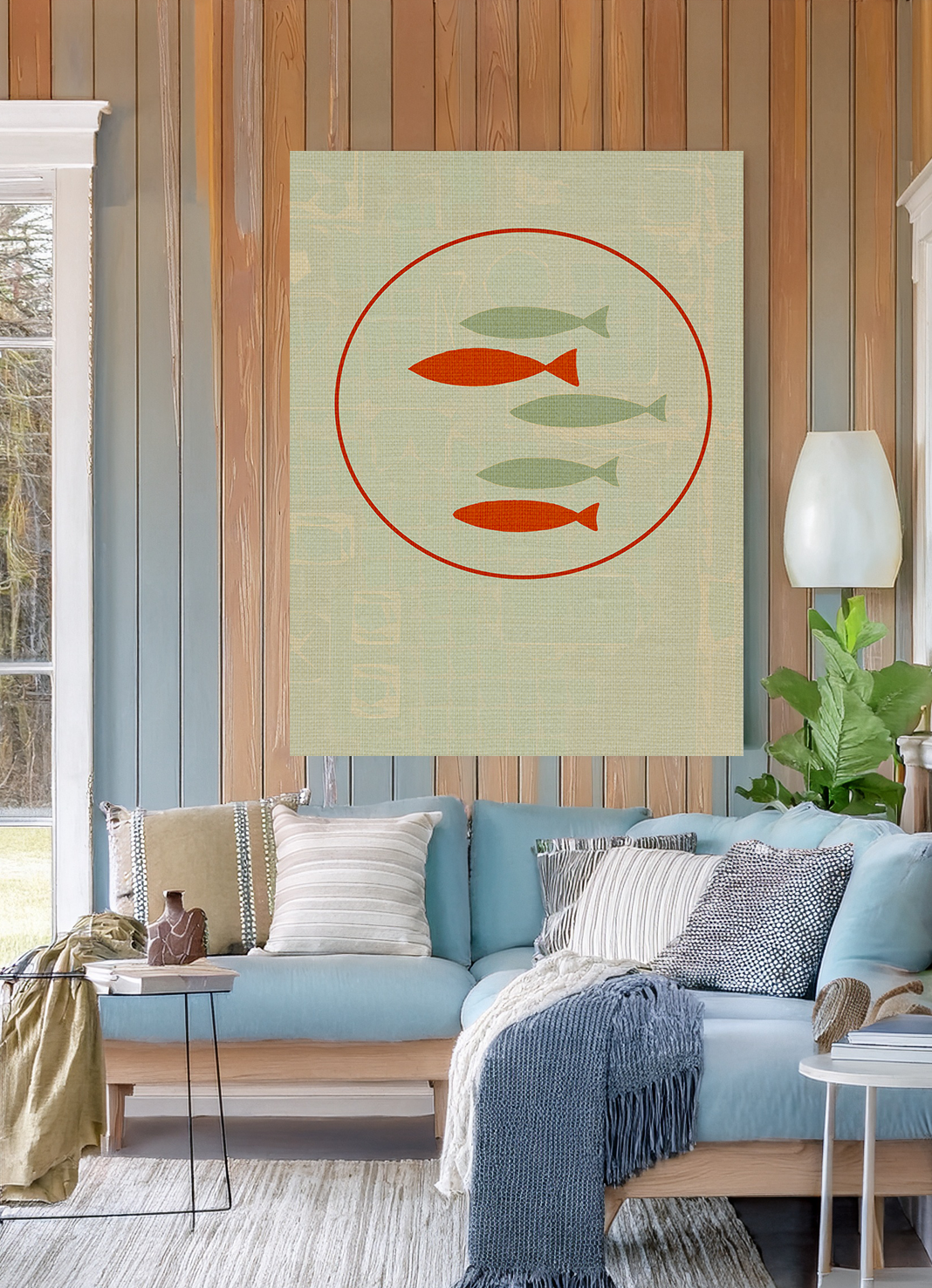Midwest Modern Circle of Fish Print - Matte Canvas, Stretched, 1.25" -  home decor, wall art, nature, fish