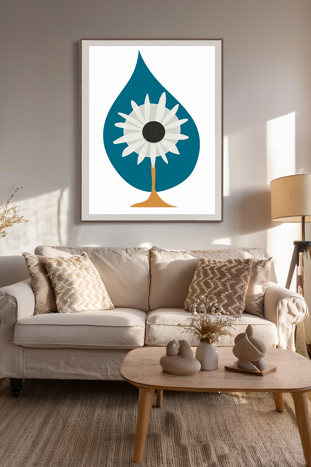 Midwest Modern FlowerDrop Print - Matte Canvas, Stretched, 1.25" -  home decor, wall art, nature, floral, rain, seedling