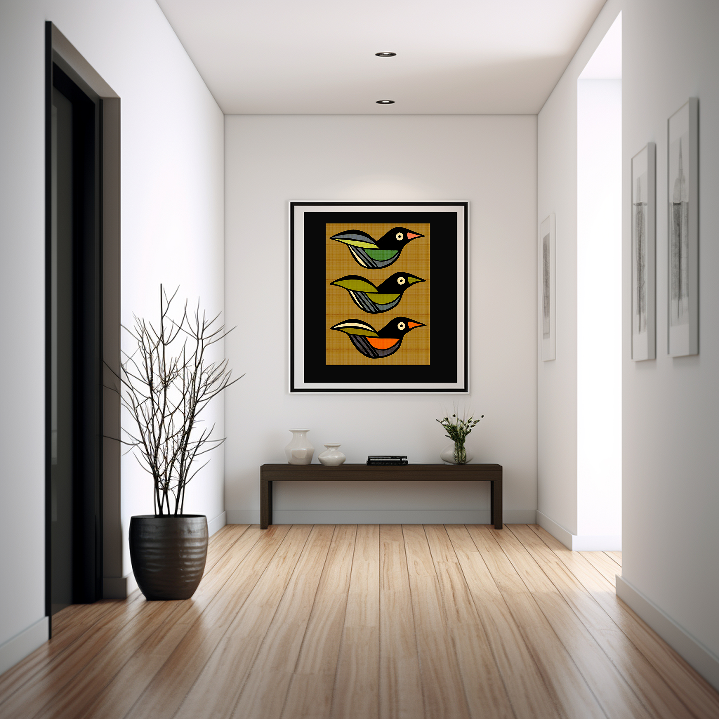 Midwest Modern Flying Birds Art Print  - Matte Canvas, Stretched, 1.25"