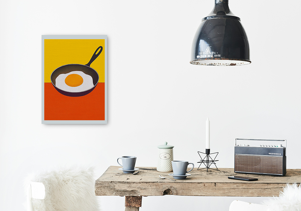 Midwest Modern Icon Pop Breakfast Time Fried Egg Print - Matte Canvas, Stretched, 1.25"