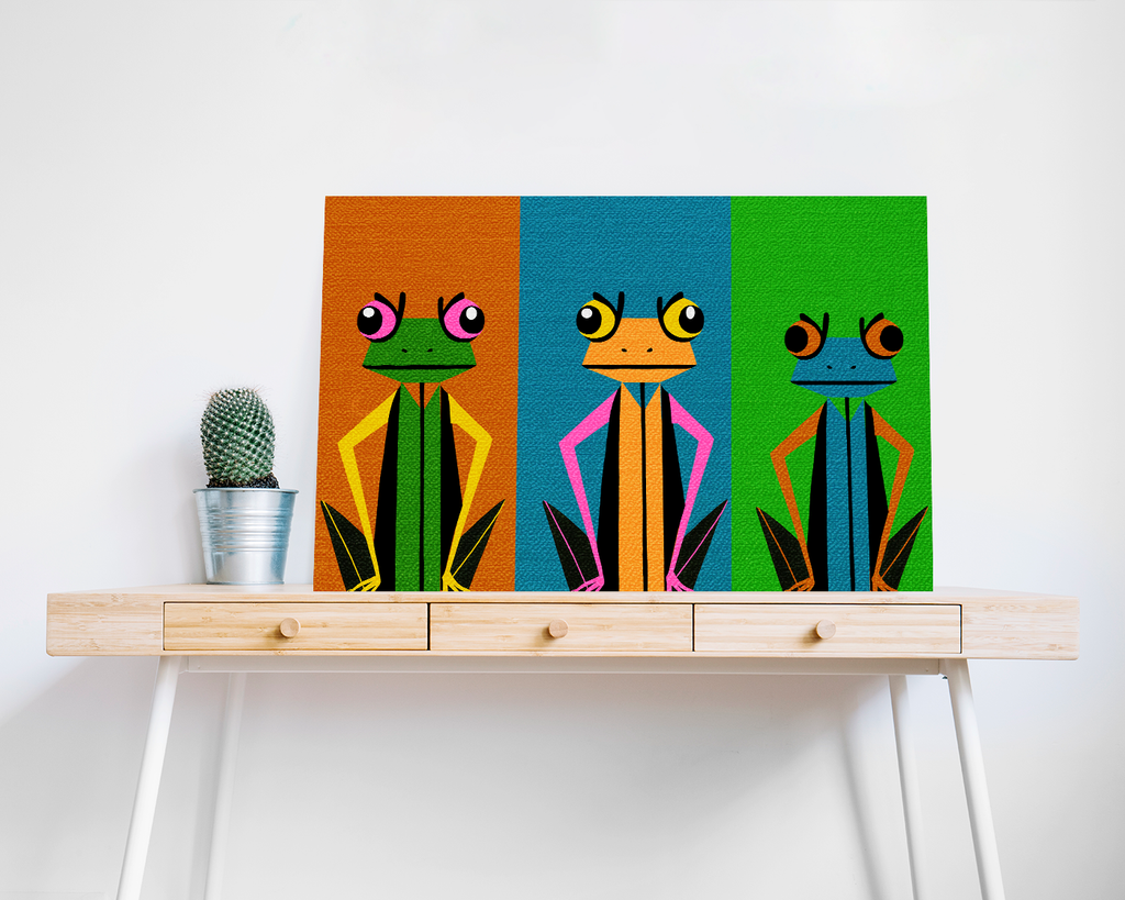 Stern Frog Trio Pop Art - Matte Canvas, Stretched, 1.25"