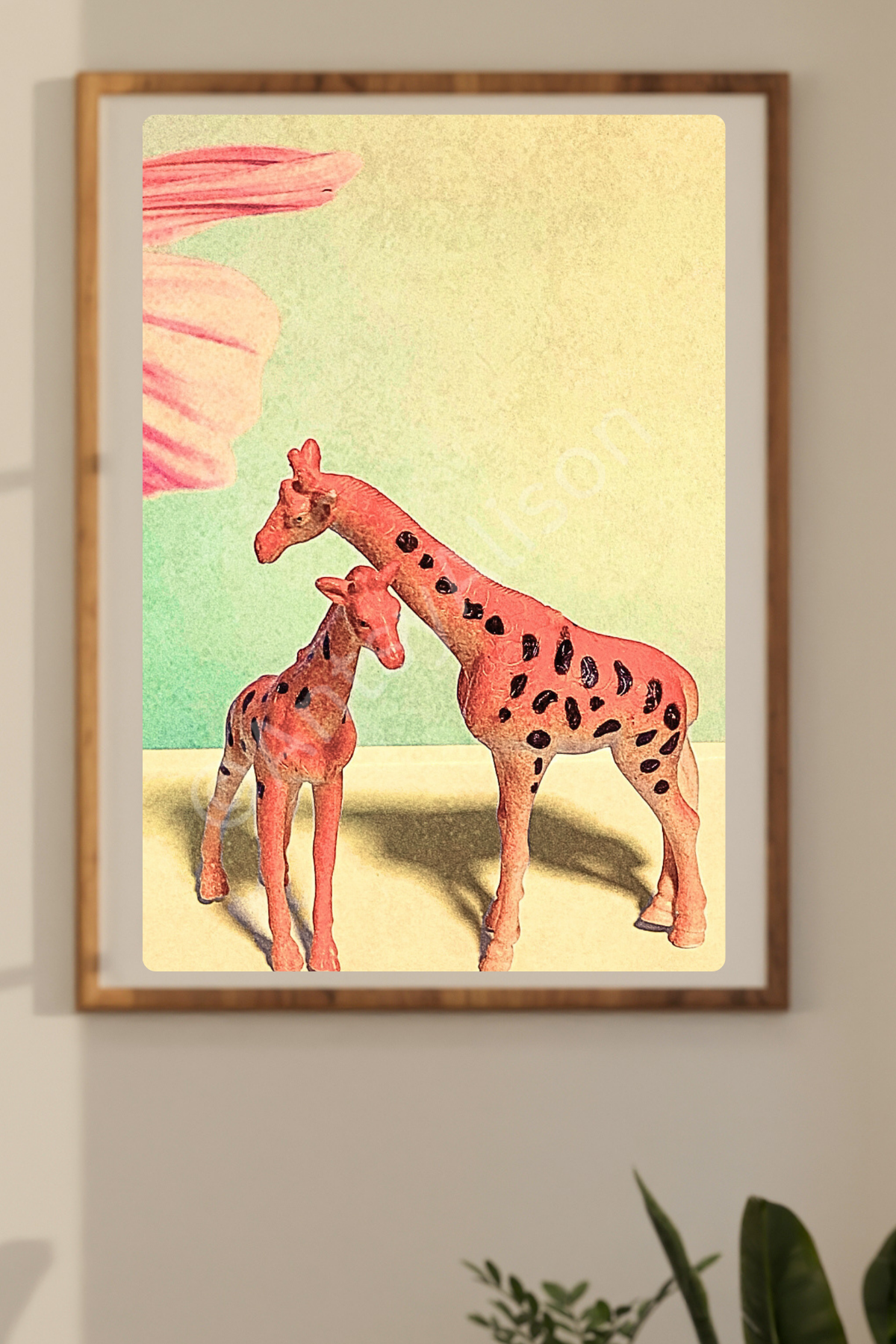 Miniature Giraffe Pair Digital Download Art Print