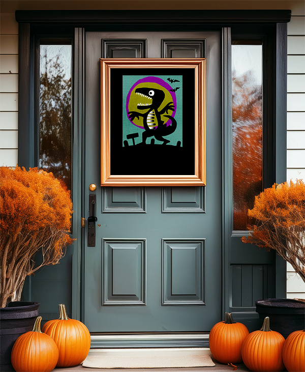 Midwest Mod Family Friendly Godzilla Seasonal Silk Poster, Indoor and Outdoor Decor, Unique Home Decor, Seasonal Decor, Halloween, Godzilla, Monsters