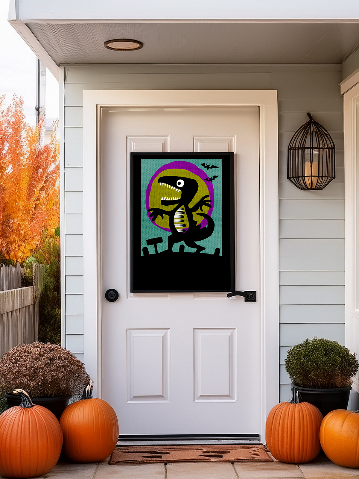 Midwest Mod Family Friendly Godzilla Seasonal Silk Poster, Indoor and Outdoor Decor, Unique Home Decor, Seasonal Decor, Halloween, Godzilla, Monsters