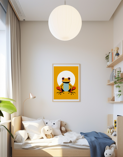 Midwest Modern Retro Inspired Golden Frog Nursery Art Print - Matte Canvas, Stretched, 1.25"