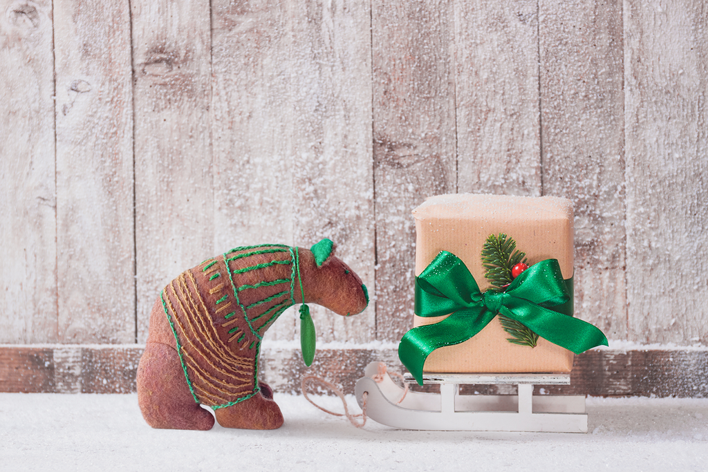 Green Light Gary - Winter Sweater Bear - Seasonal Sidekick — One-of-a-Kind Soft Art Sculpture