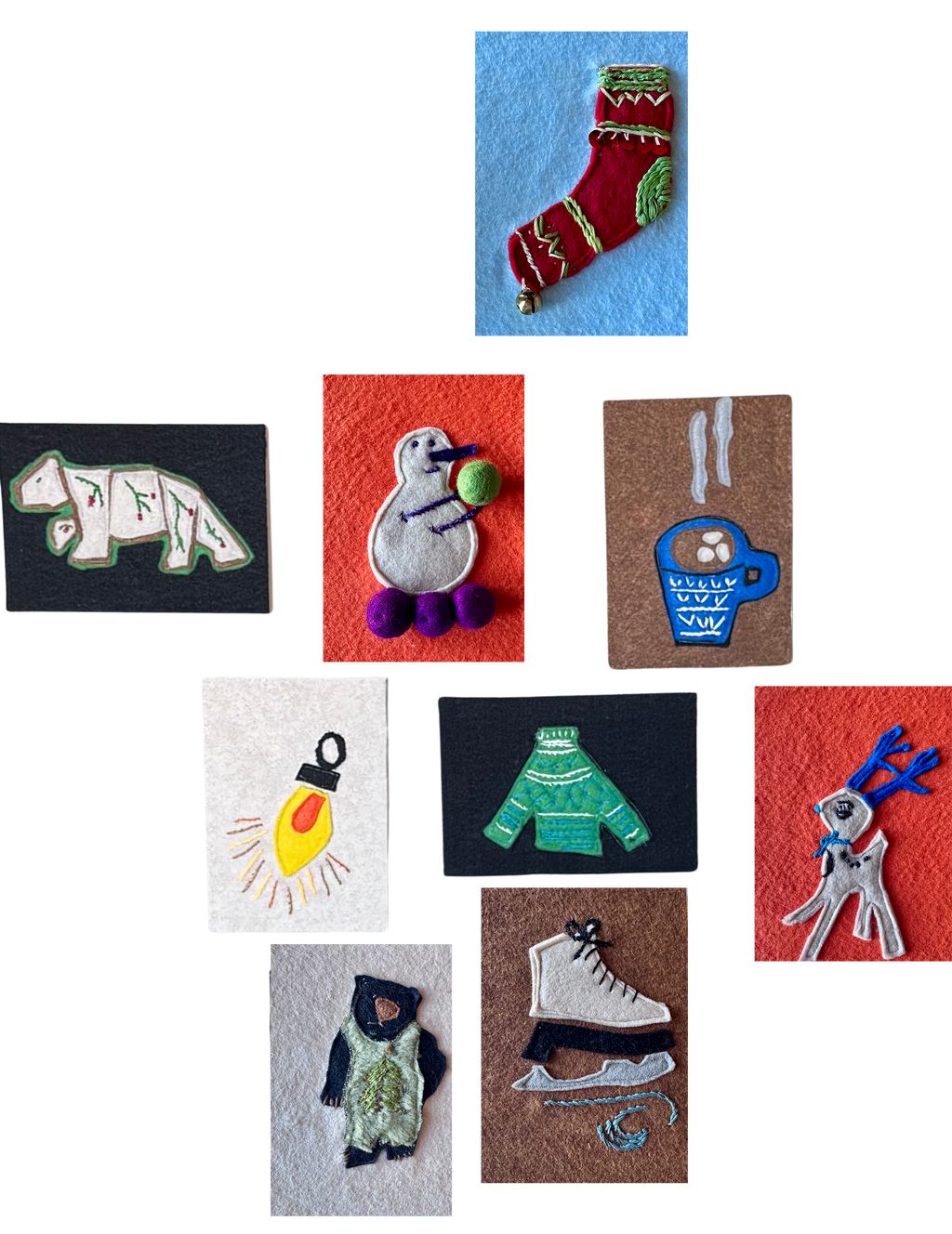 Midwest Mod Winter Ice Skate - One-of-a-Kind Holiday Art Panel
