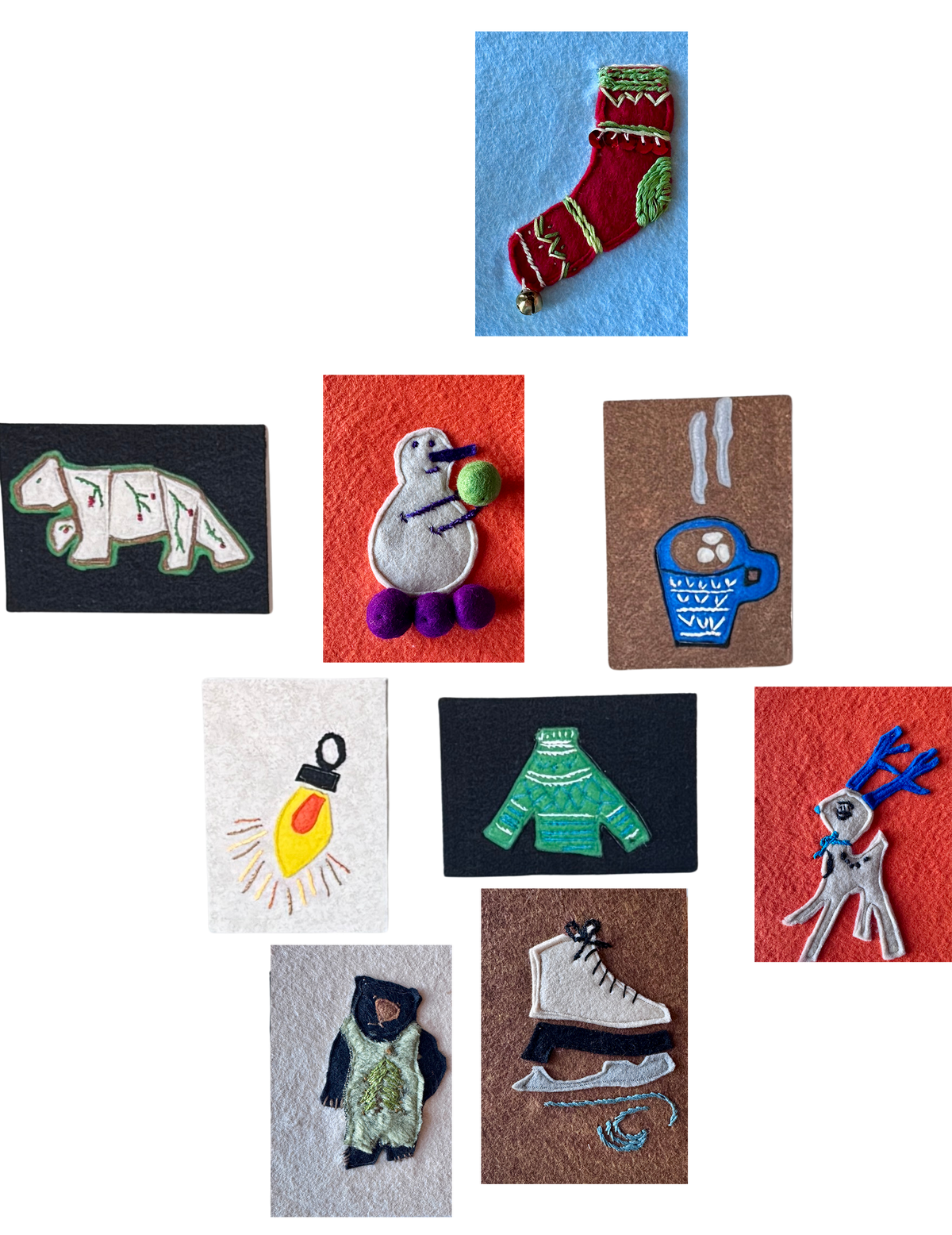 Midwest Mod Winter Ice Skate - One-of-a-Kind Holiday Art Panel