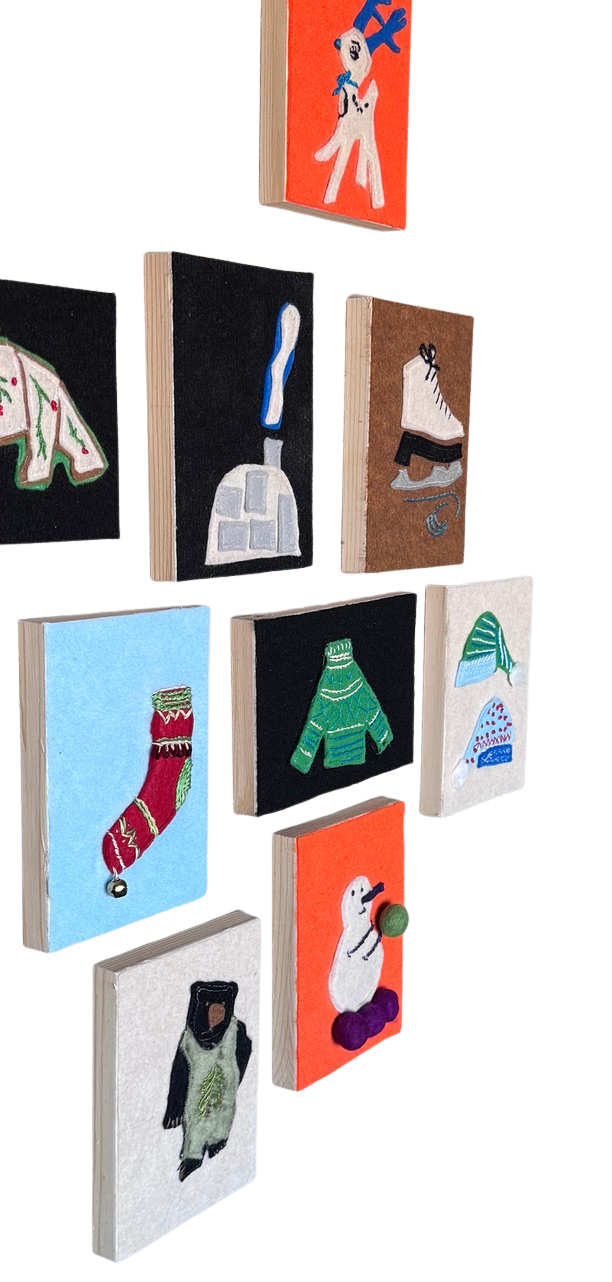 Midwest Mod Winter Ice Skate - One-of-a-Kind Holiday Art Panel