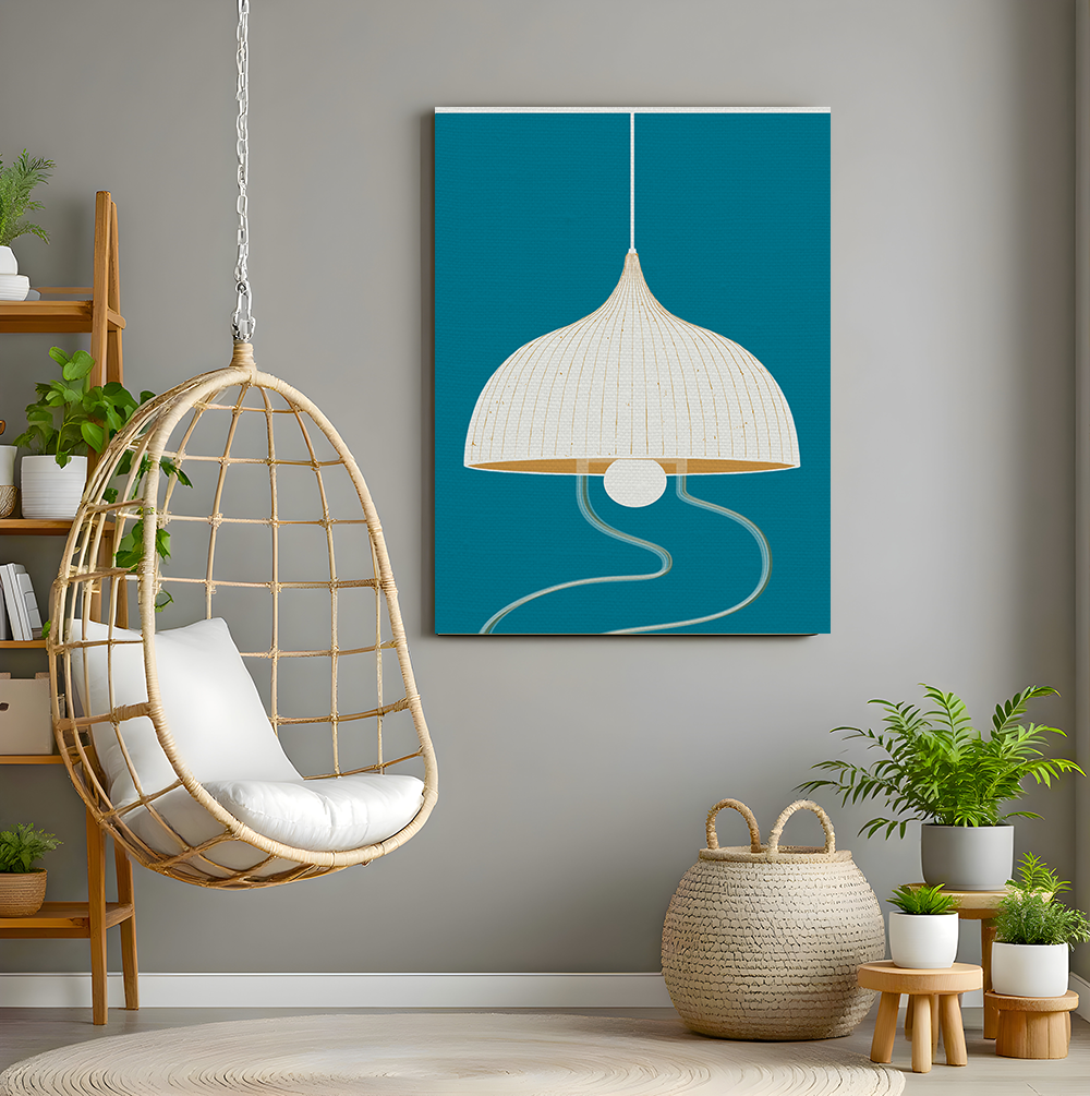 Midwest Modern Abstract Danish Modern Hanging Light Art - Matte Canvas, Stretched, 1.25" -  home decor, wall art, mid-century, mod, mcm, danish modern