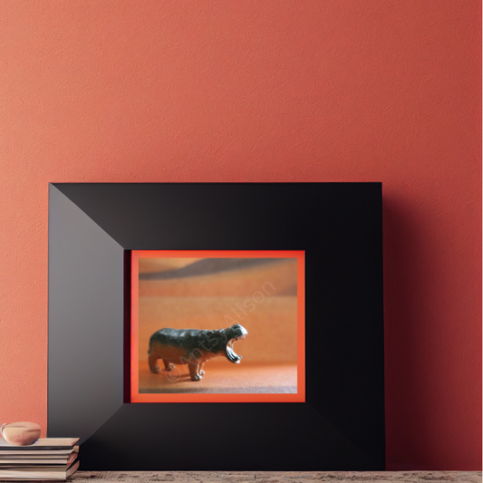 Miniature Open Mouth Hippo Portrait Digital Download Art Print