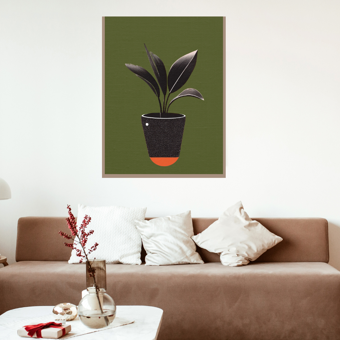 Midwest Modern House Plant Noir Print #1 - Matte Canvas, Stretched, 1.25" -  home decor, wall art, mod, mcm, plants