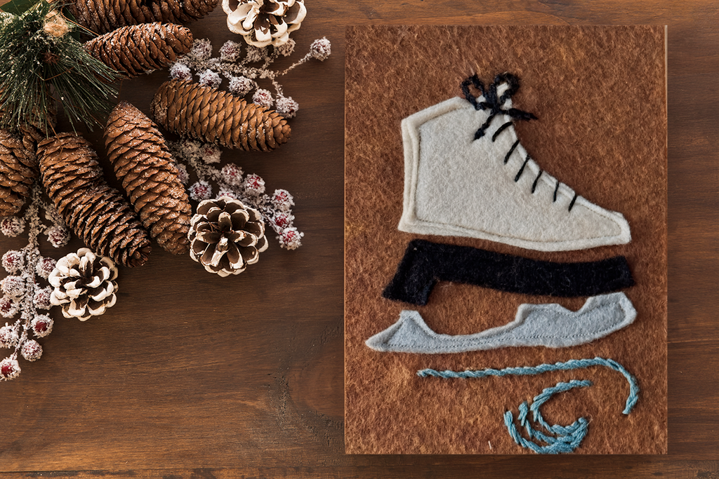 Midwest Mod Winter Ice Skate - One-of-a-Kind Holiday Art Panel