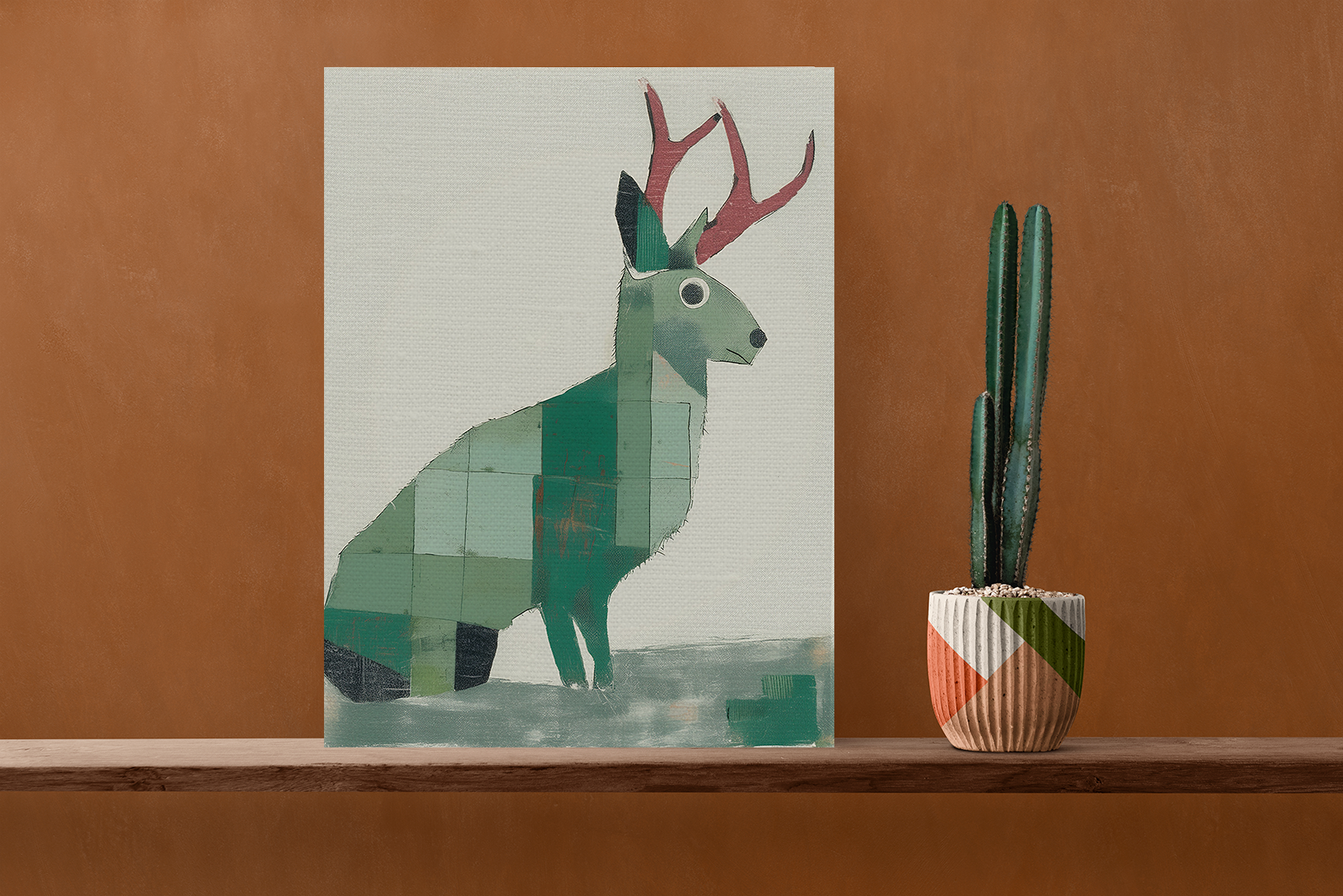 Modern Abstract Classic Midwest Jackalope  - Matte Canvas, Stretched, 1.25"