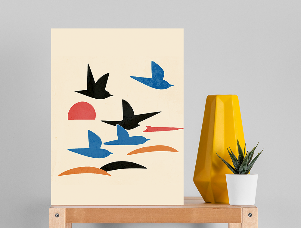 Midwest Mod Kinetic Birds in Flight Art Print  - Matte Canvas, Stretched, 1.25"f