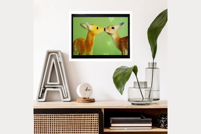 Miniature Kissing Deer Digital Download Art Print