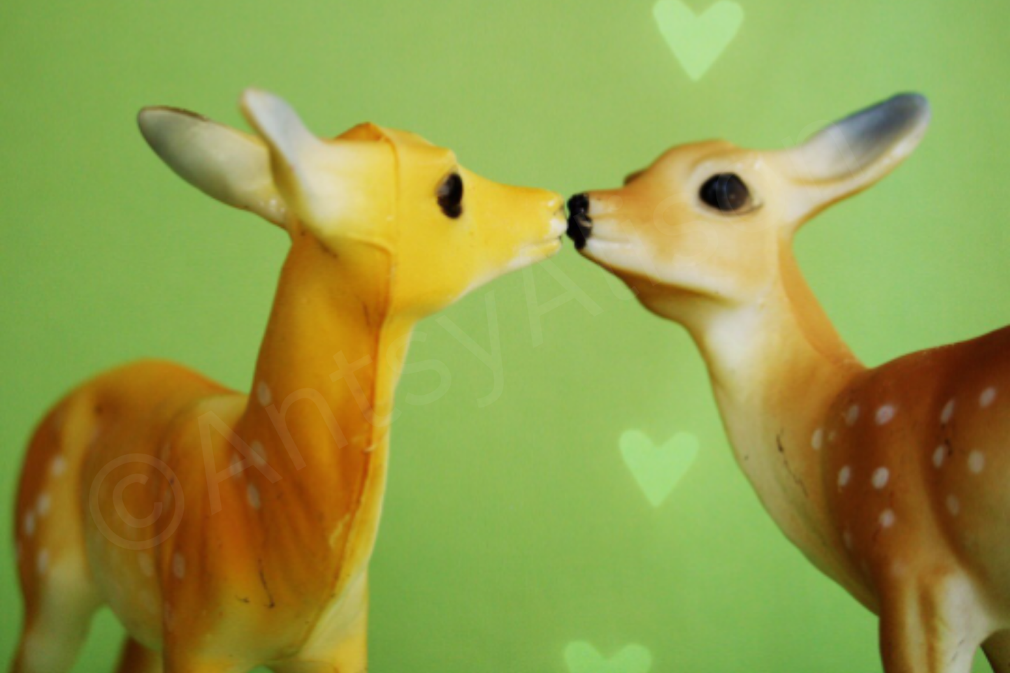 Miniature Kissing Deer Digital Download Art Print