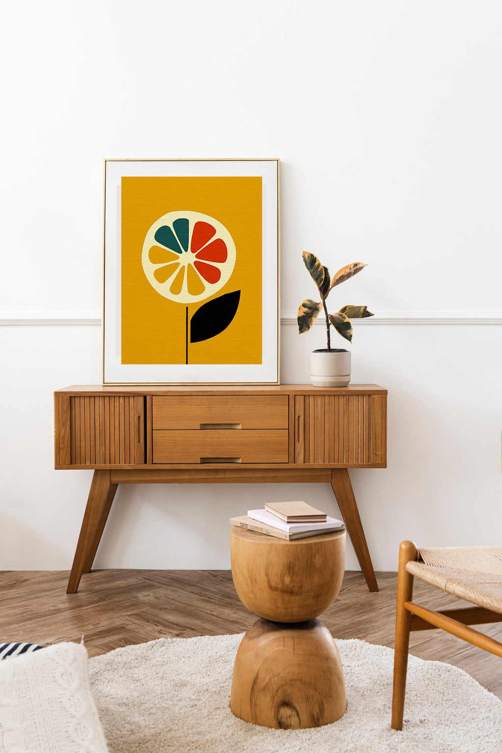 Midwest Modern Icon Pop Art Lemon Flower Print - Matte Canvas, Stretched, 1.25" - wall decor, fun art,  bold, lemons, floral